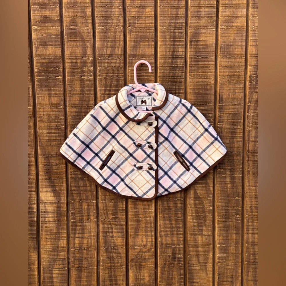 Janie and Jack Plaid Wool Blend Cape Poncho